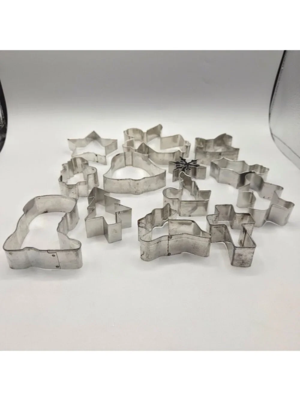 Vtg Holiday Cookie Cutters Christmas Shapes Snowflake Angel Tree Star Set of 13